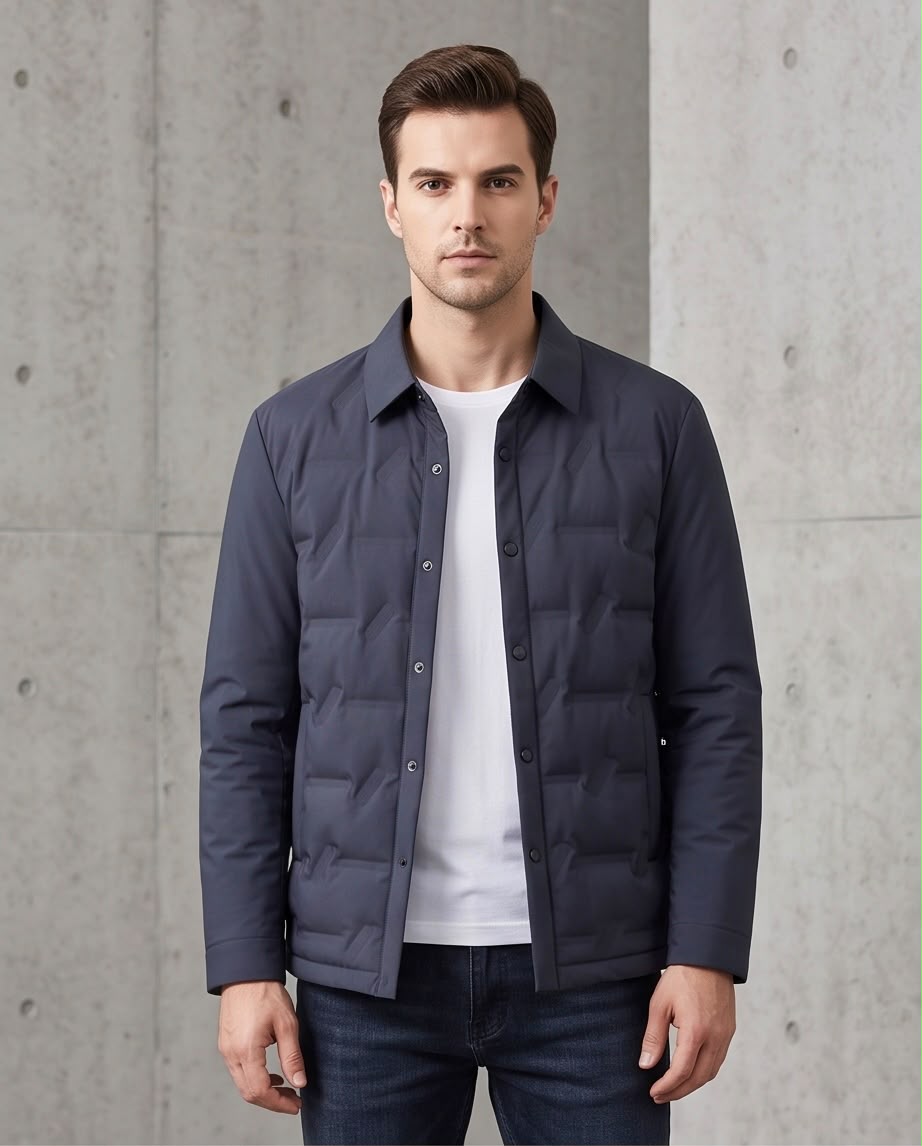 2H Navy Snap-Front Jacket