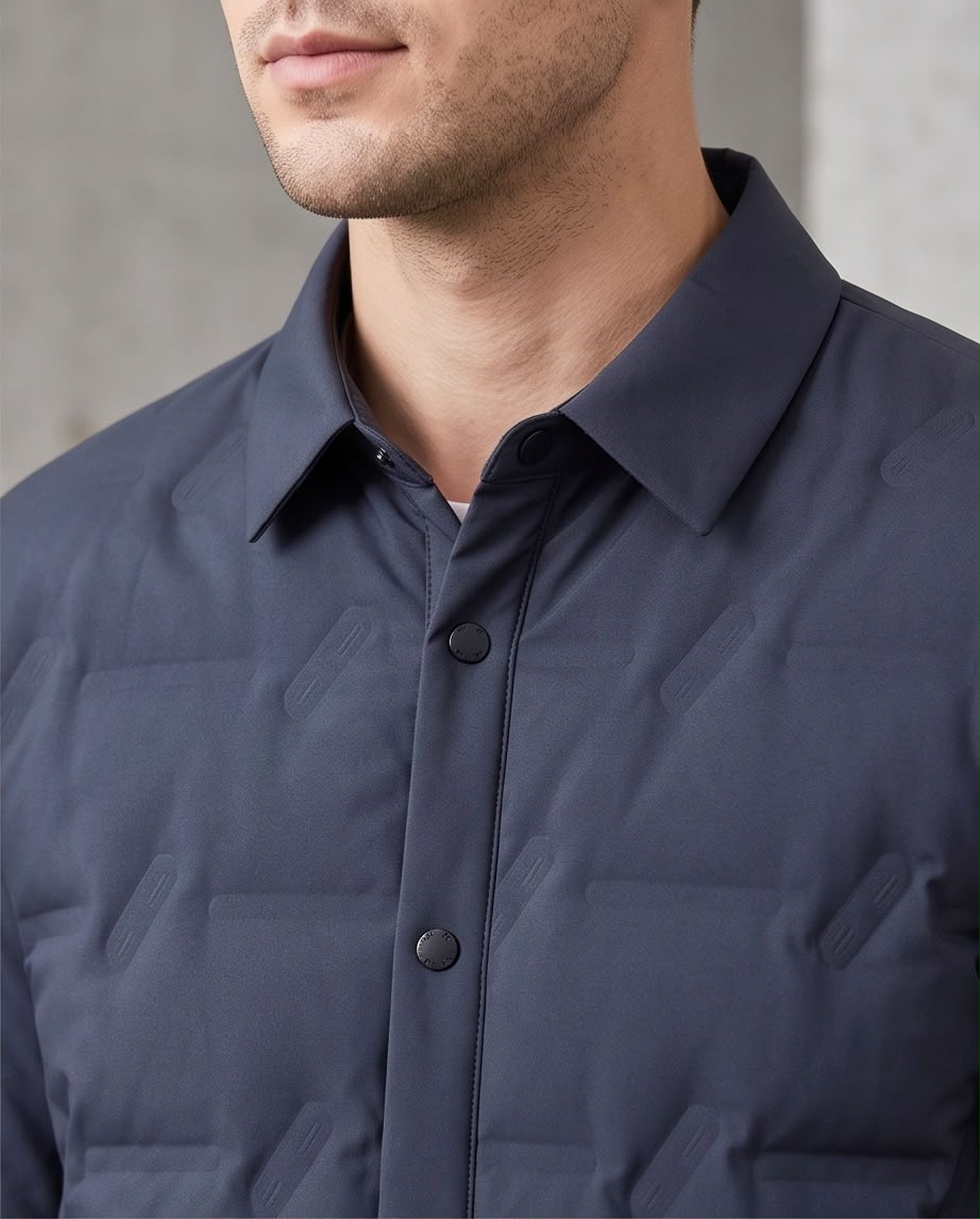 2H Navy Snap-Front Jacket
