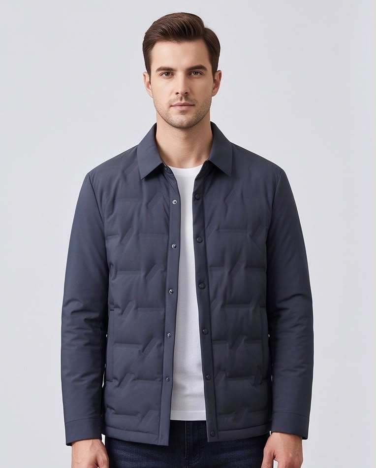2H Navy Snap-Front Jacket