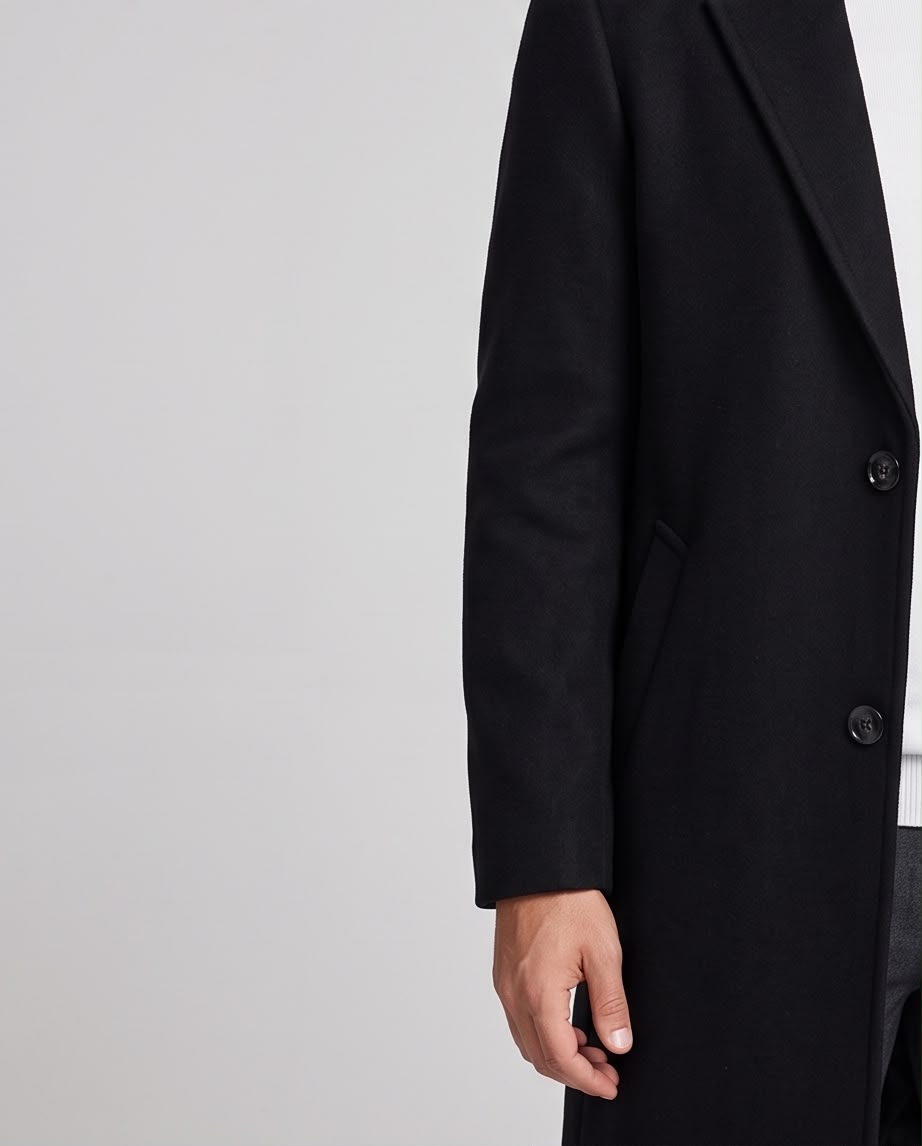 2H Black Wool Topcoat