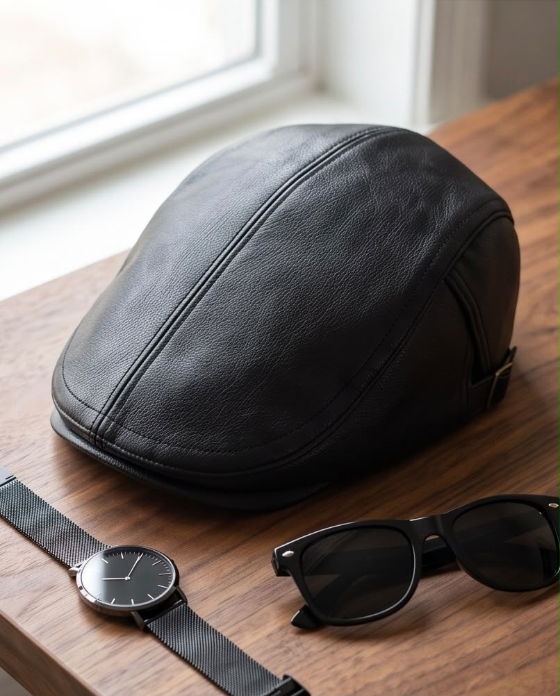 2H Black Leather Cap