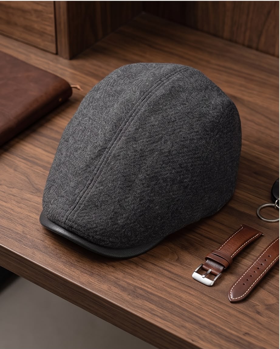 2H Dark Gray Wool-Blend Cap