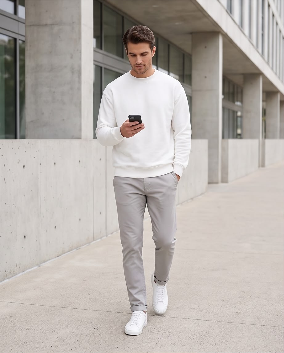 2H White Plain sweaters
