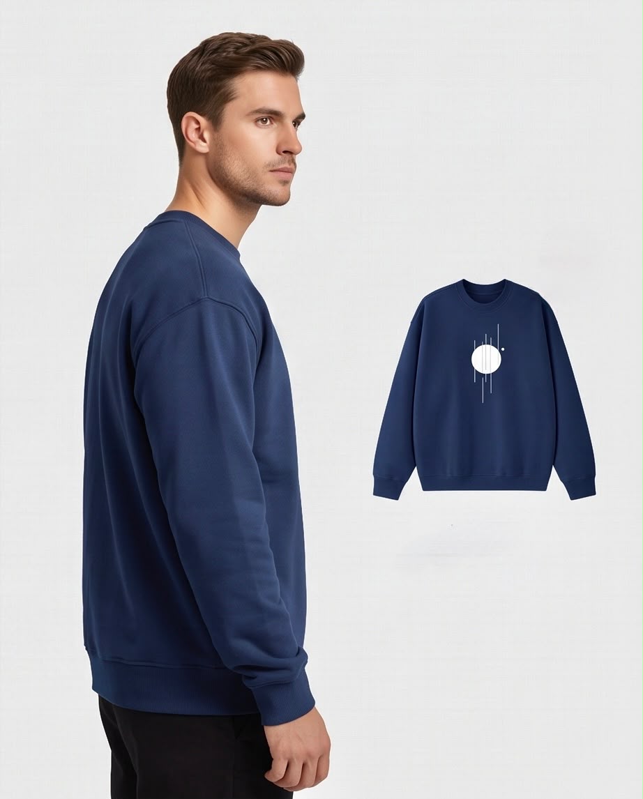 2H Navy Printed Sweater