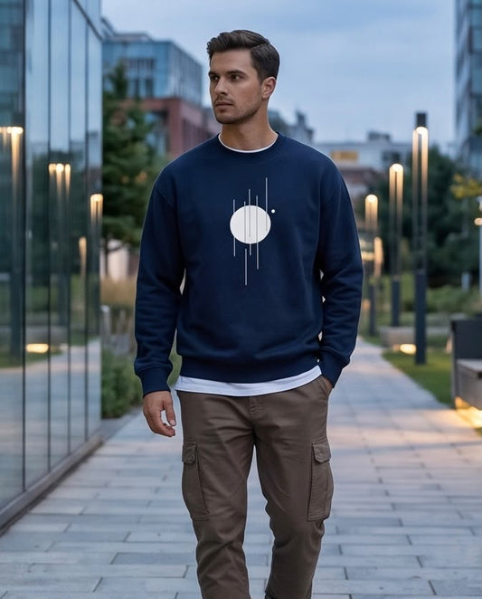 2H Navy Printed Sweater