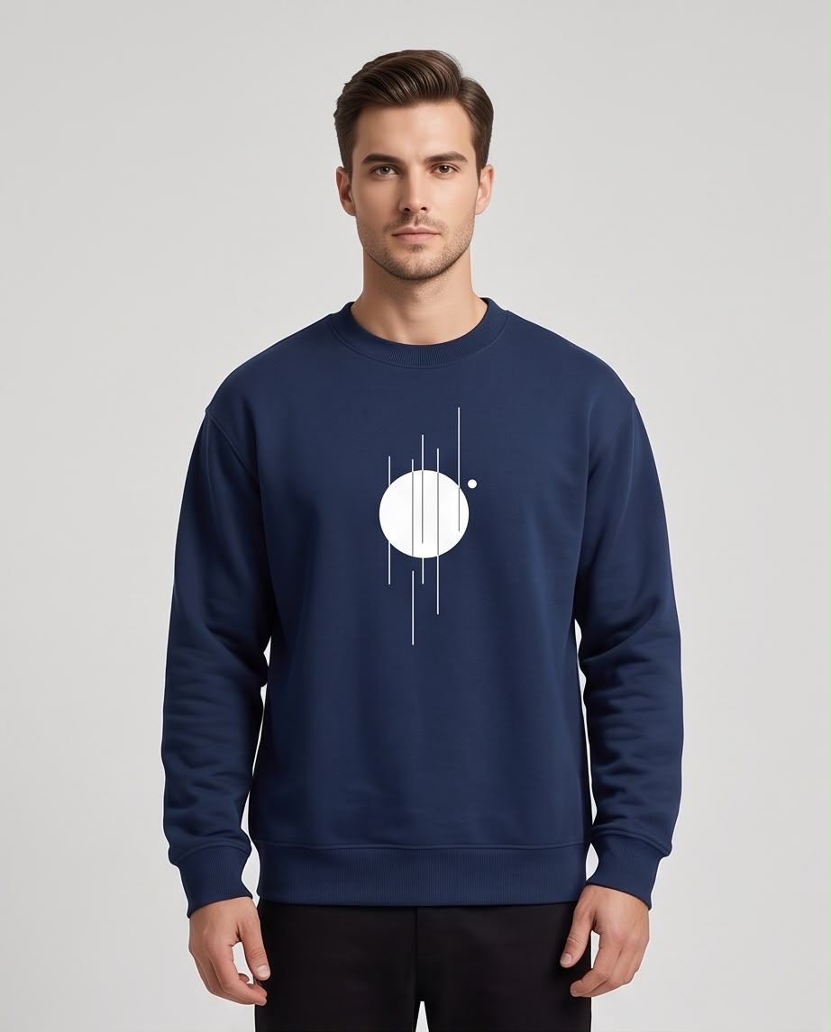 2H Navy Printed Sweater