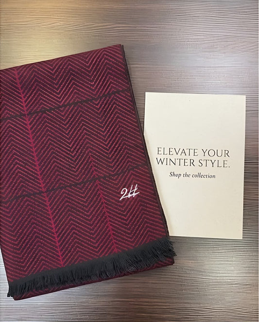 2H Brick Red Squared Scarf