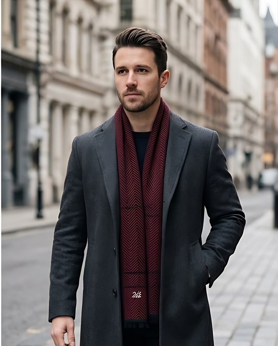 2H Brick Red Squared Scarf