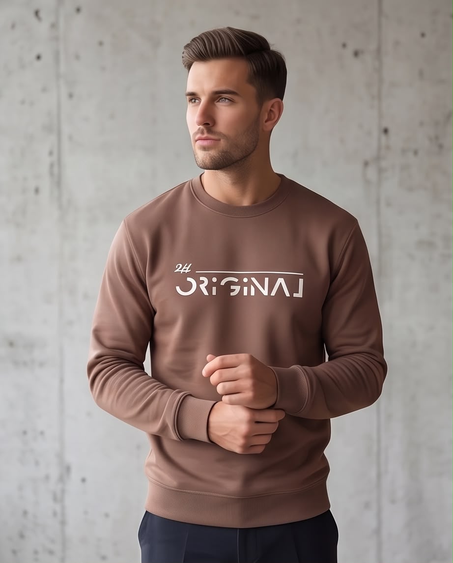 2H Brown Printed Sweater