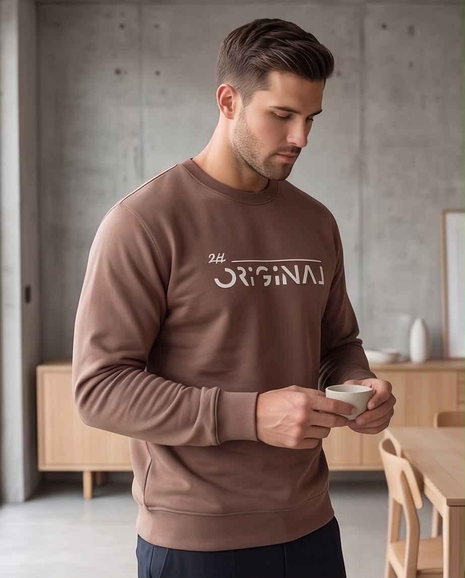 2H Brown Printed Sweater