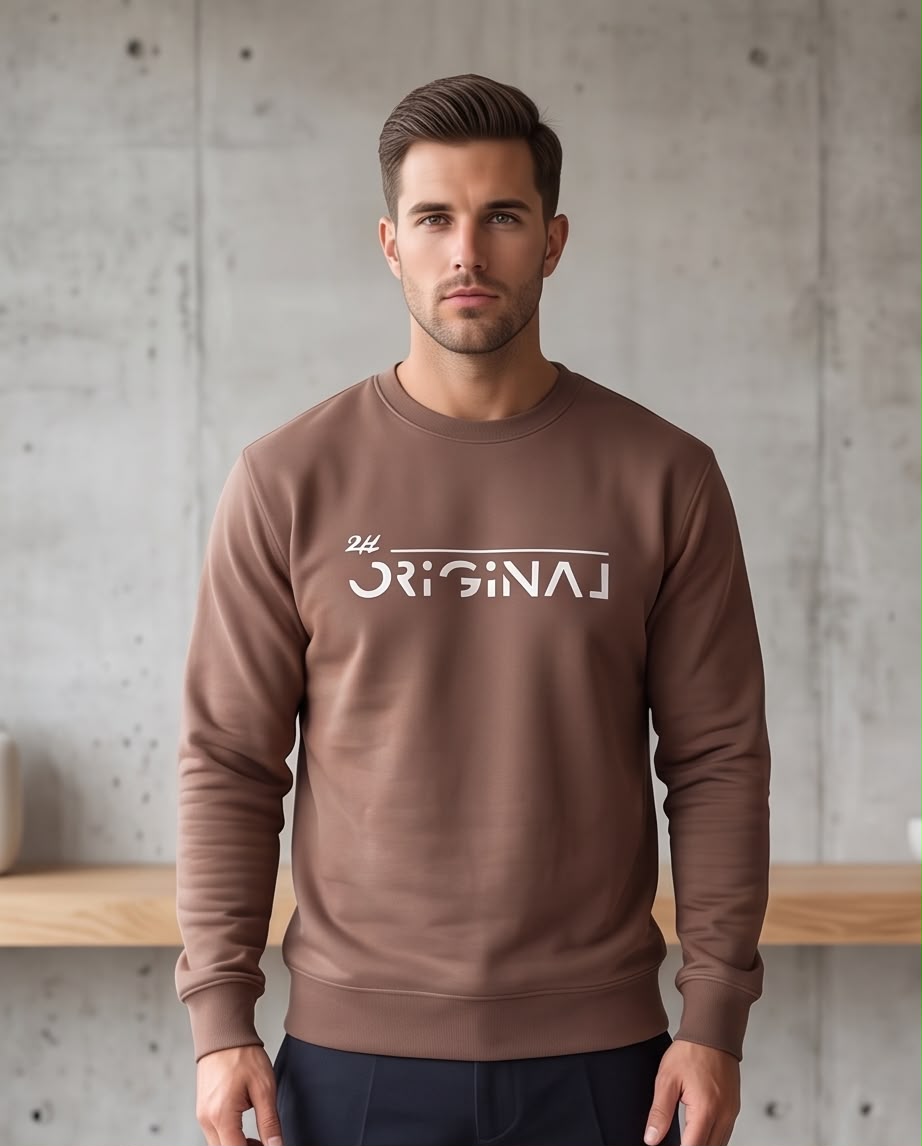 2H Brown Printed Sweater