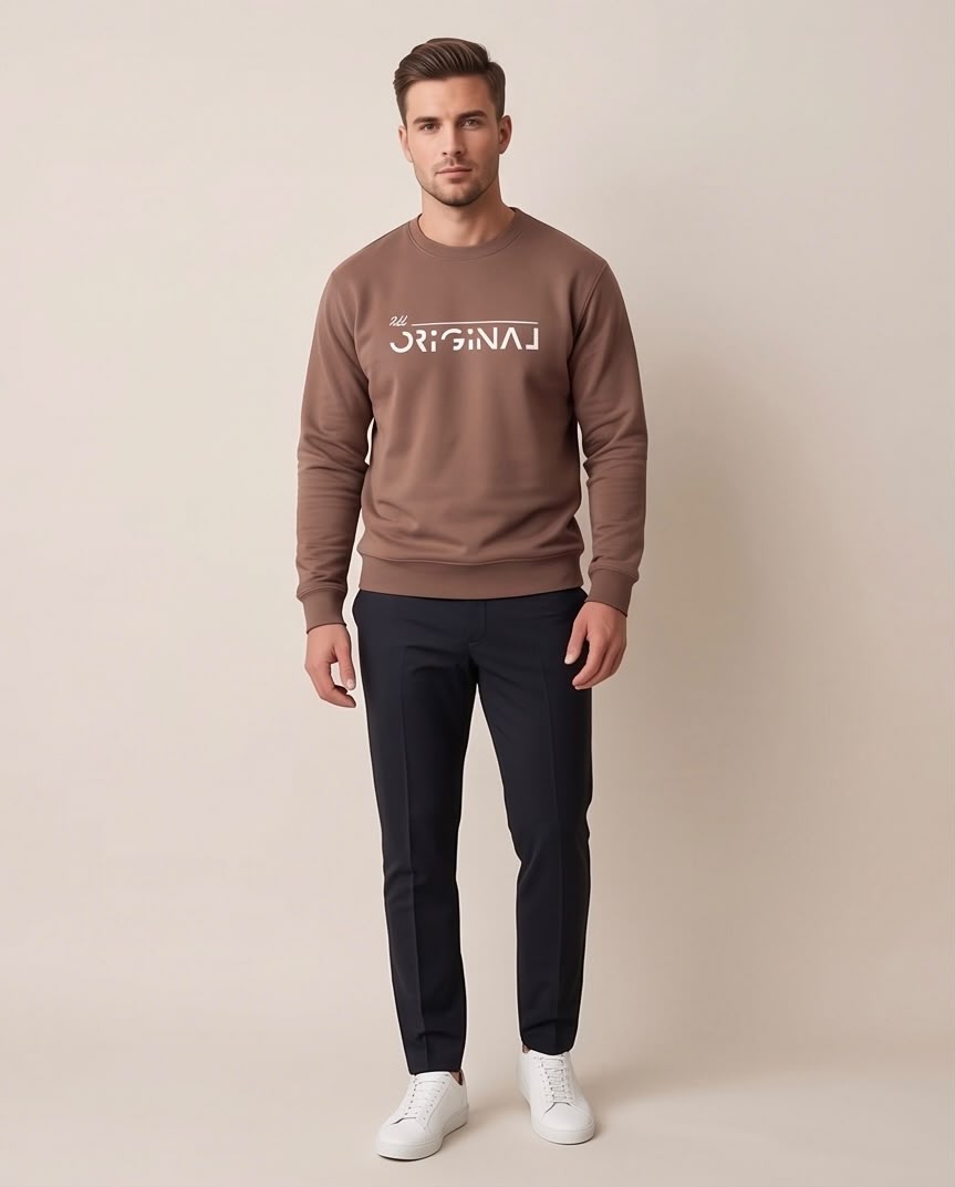 2H Brown Printed Sweater