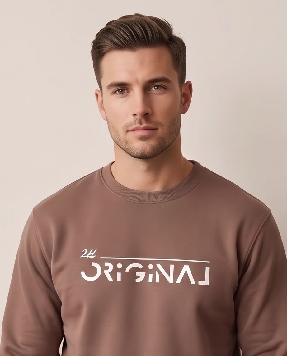 2H Brown Printed Sweater