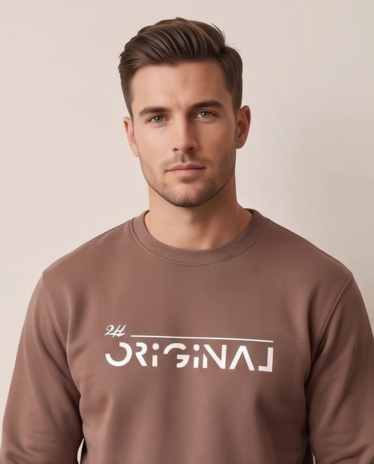 2H Brown Printed Sweater