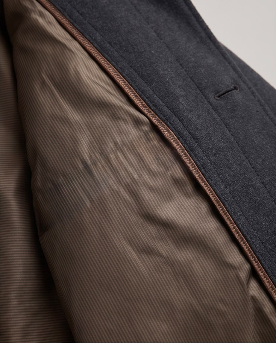 2H Charcoal Gray Stand Collar Wool Coat