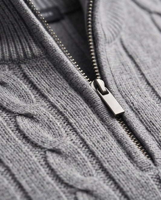 2H Gray Cable Knit Sweater