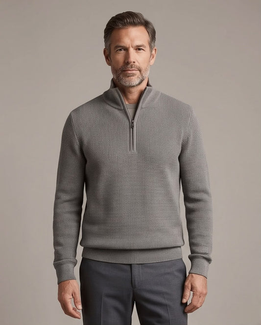 2H Gray Knitted Sweater With Zipper