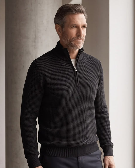 2H Black Knitted Sweater With Zipper