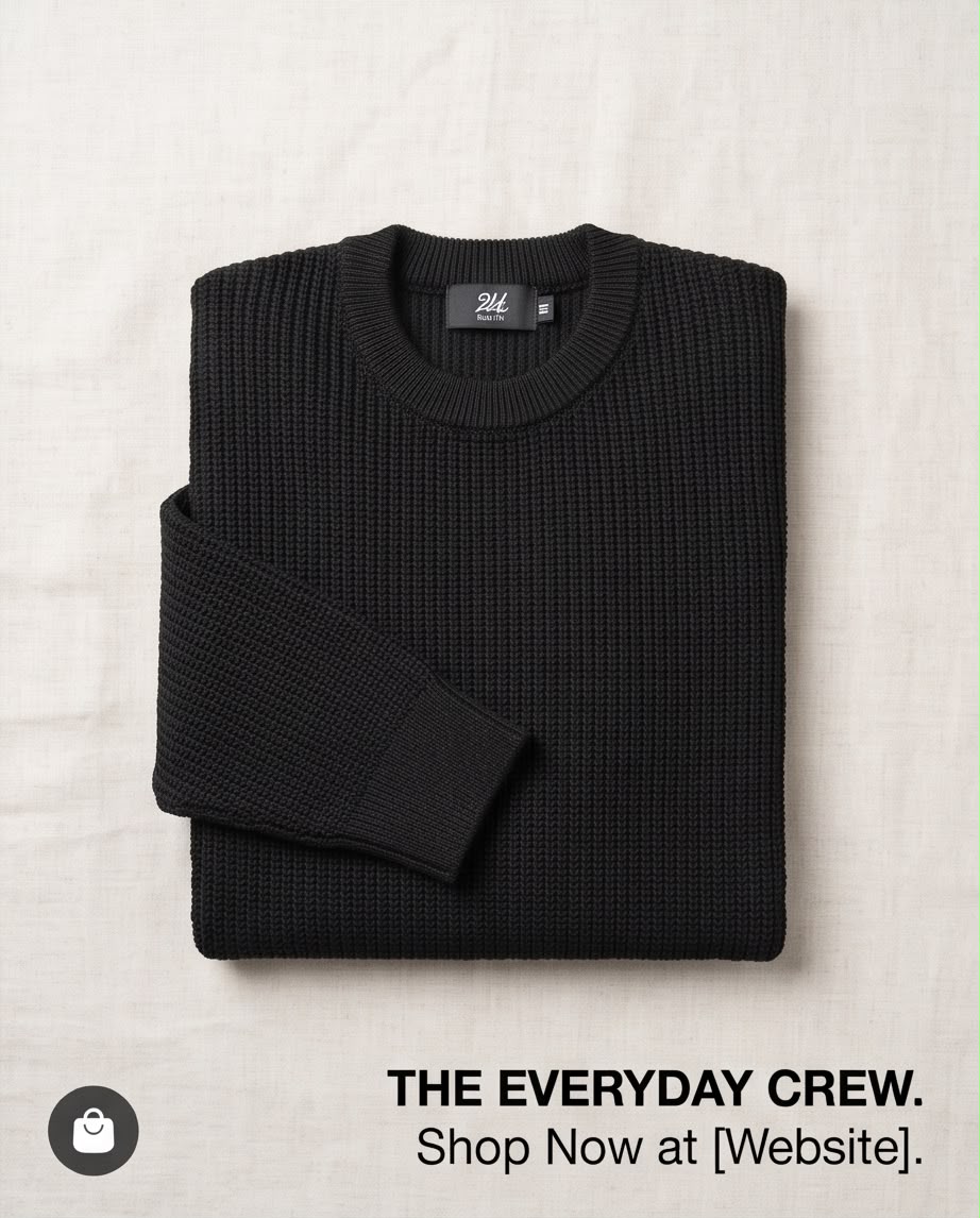 2H Black Round Neck Knitted Sweater