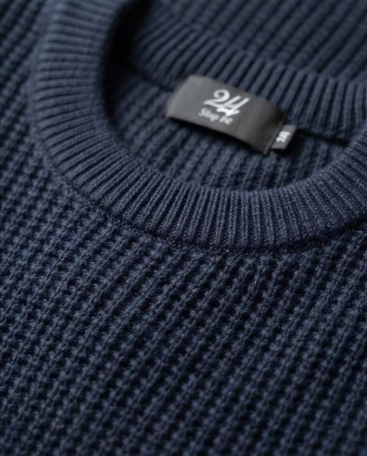 2H Navy Round Neck Knitted Sweater