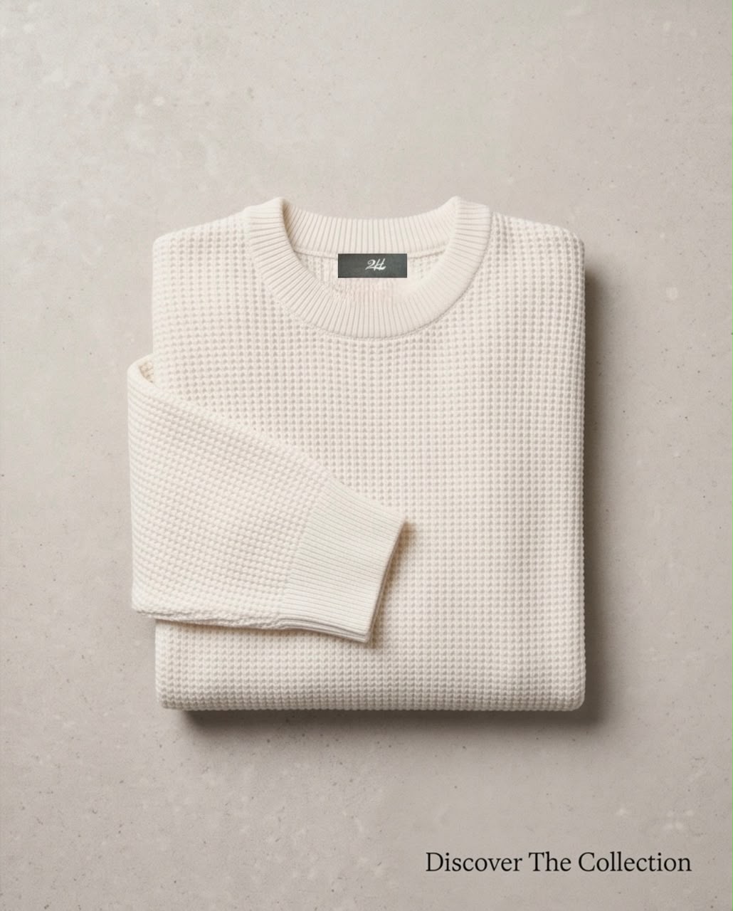 2H Off White Round Neck Knitted Sweater