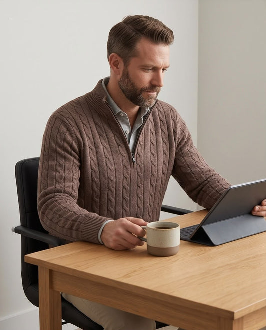 2H Brown Cable Knit Sweater