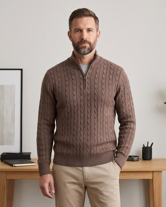 2H Brown Cable Knit Sweater