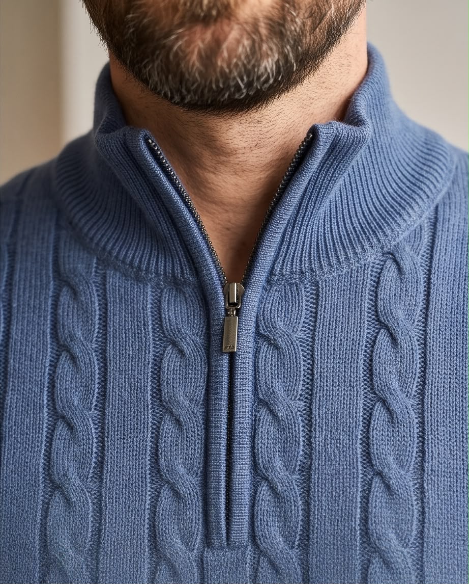 2H Blue Cable Knit Sweater