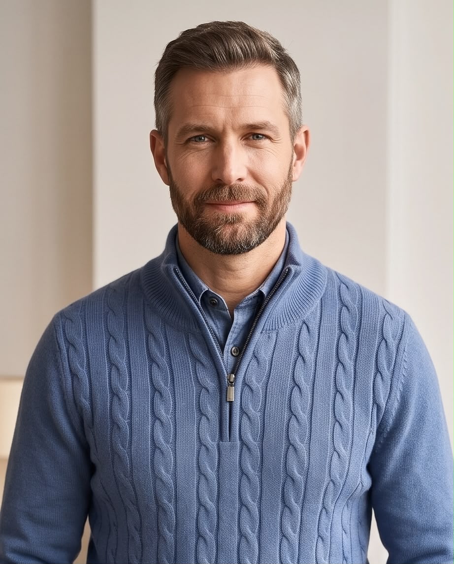 2H Blue Cable Knit Sweater