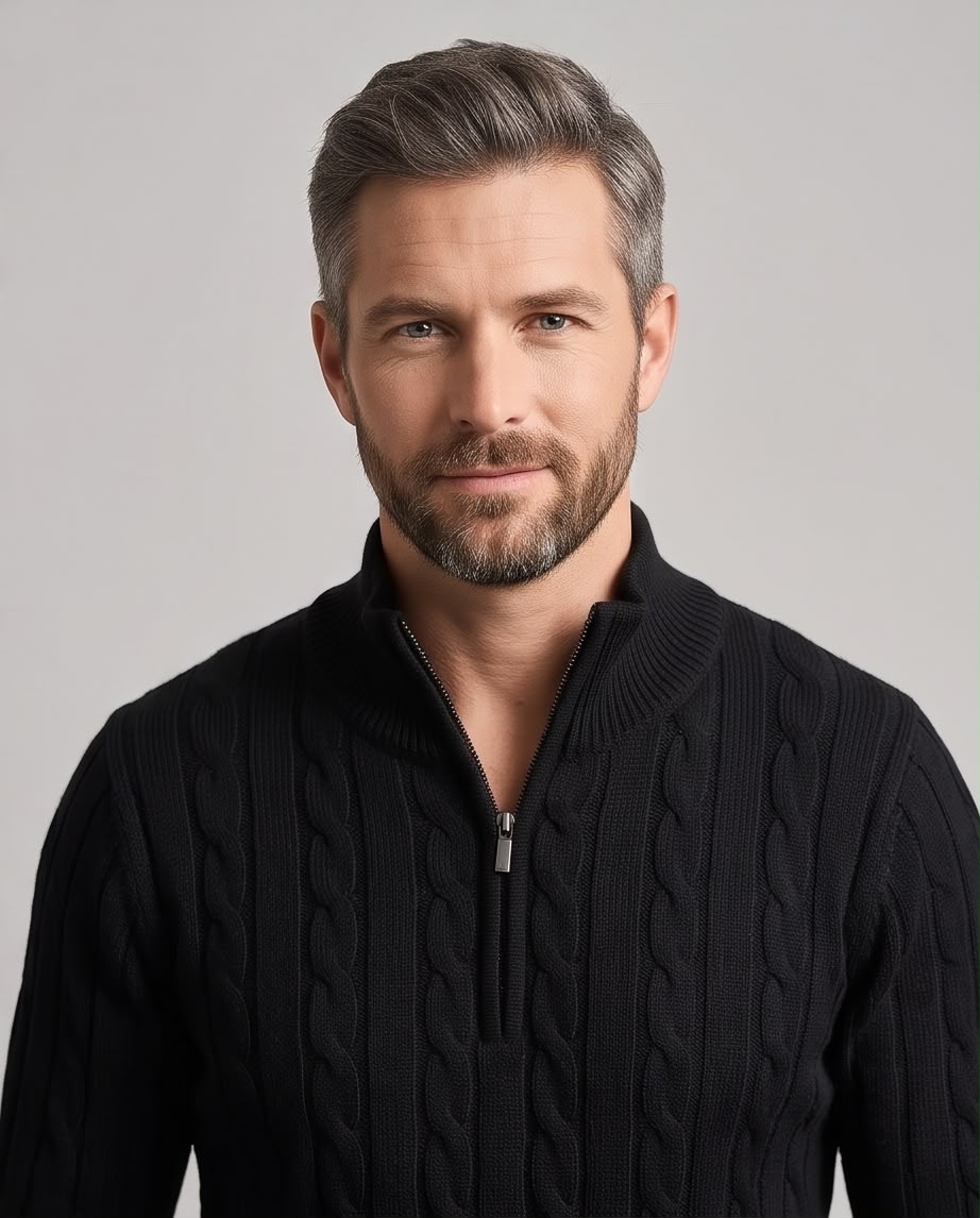 2H Black Cable Knit Sweater
