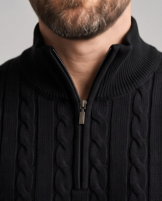 2H Black Cable Knit Sweater