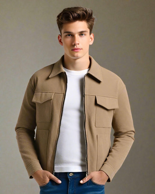 SALE! 2H Beige Chamois Casual Jacket