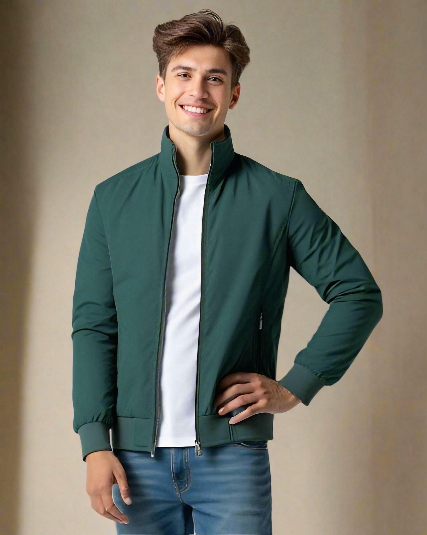 2H Dark Green Lightweight Casual Jacket
