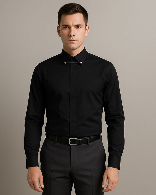 2H Black Classic Shirt With Pin