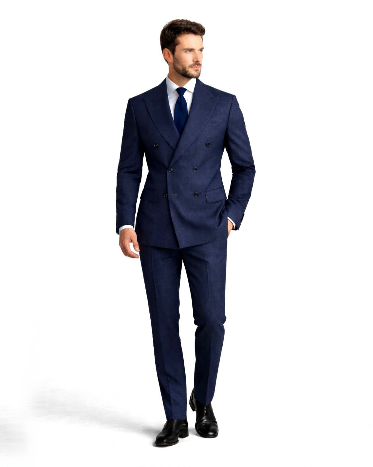 2H #112-3 Navy Double Breasted Suit