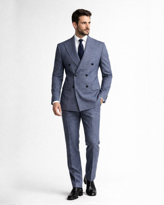 2H #112-4 Blue Double Breasted Suit
