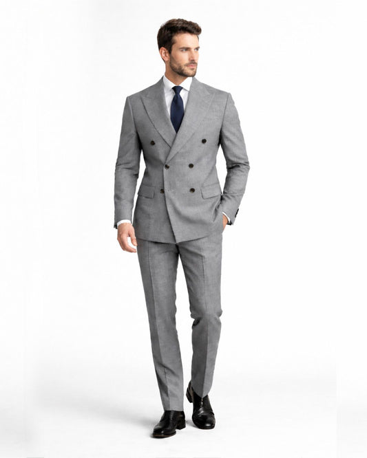 2H #112-1 Gray Double Breasted Suit