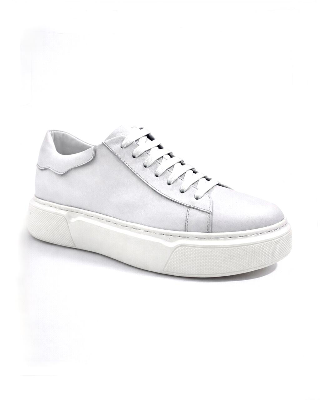 2H #S8104-113 Genuine Leather White Casual Shoes