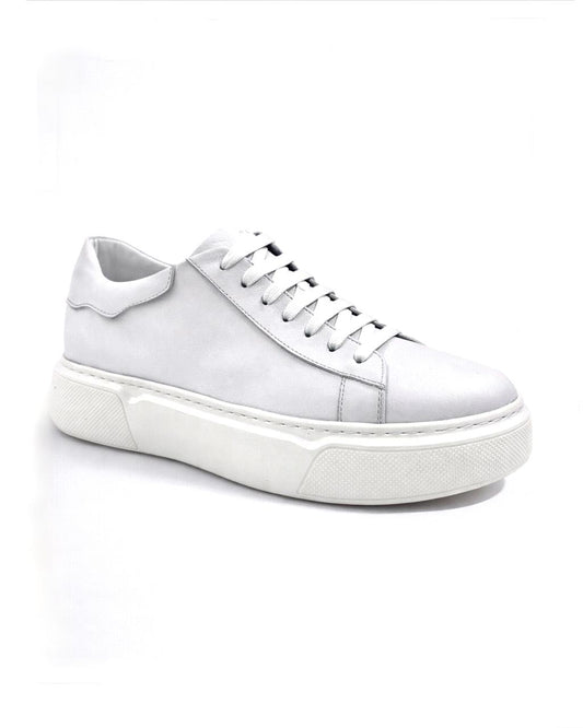 2H #S8104-113 Genuine Leather White Casual Shoes