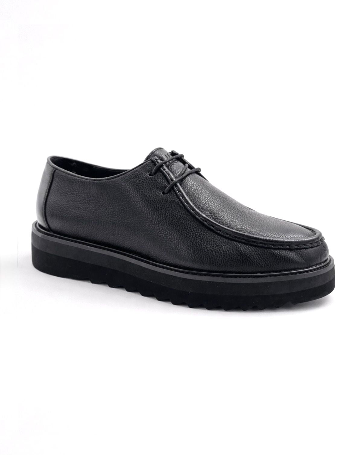 2H #S8018-103 Genuine Leather Black Casual Shoes