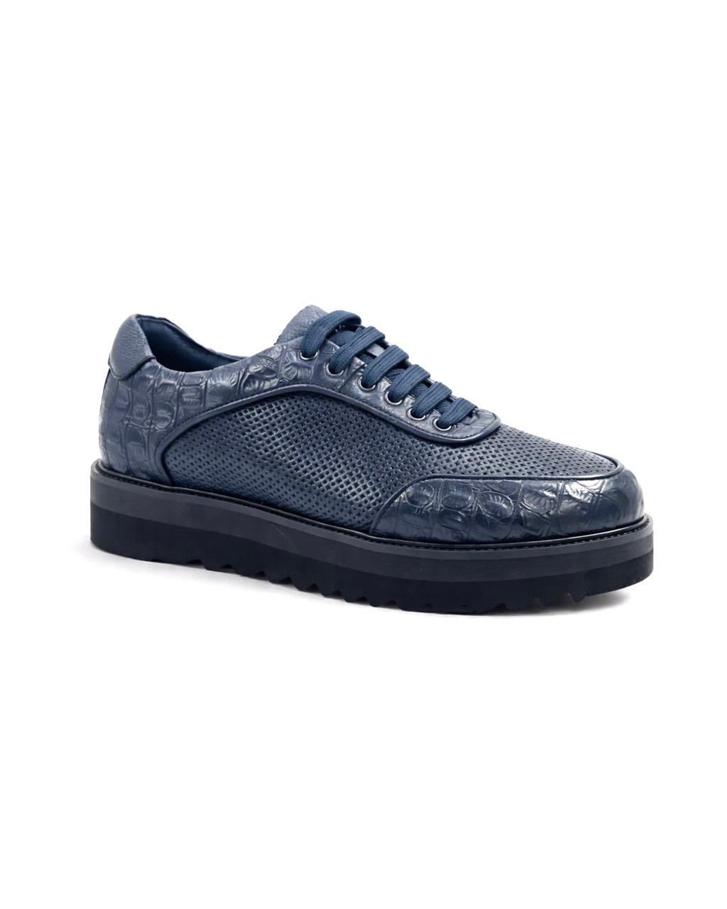 2H #S8042-27-106 Genuine Leather Navy Casual Shoes