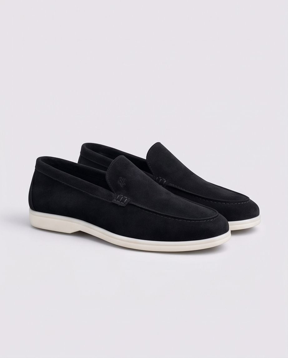 2H #19G Genuine Leather Chamois Black Casual Shoes