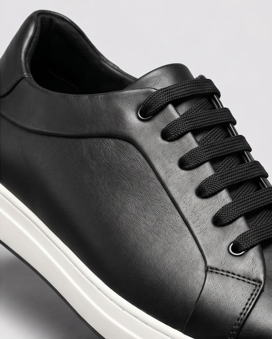 2H #04G Genuine Leather Black Casual Shoes