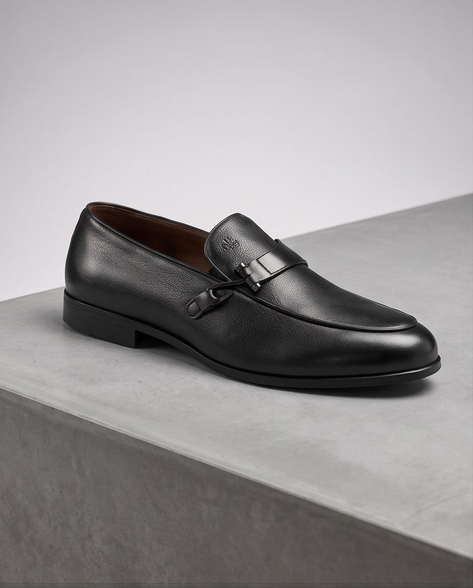 2H #11G Genuine Leather Black Formal Shoes