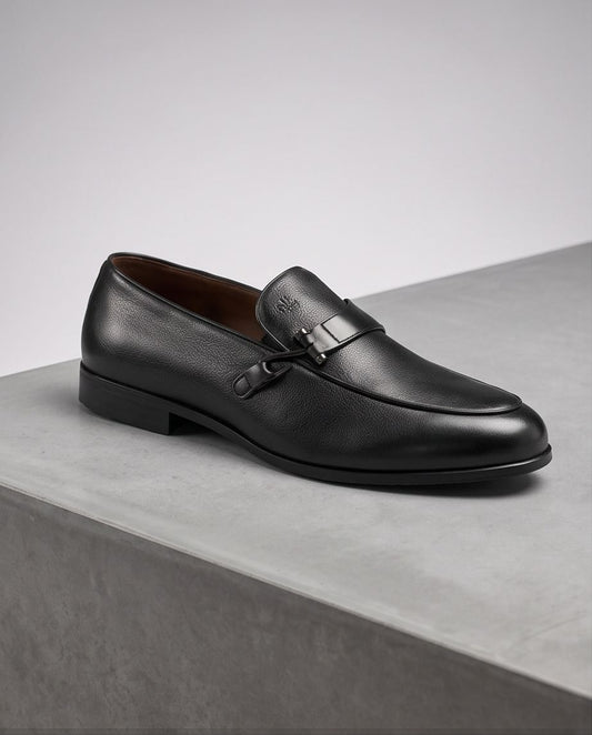 2H #11G Genuine Leather Black Formal Shoes