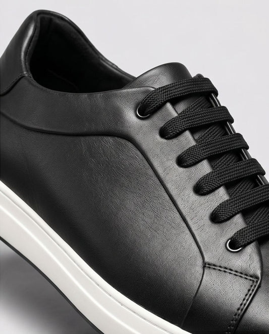 2H #04G Genuine Leather Black Casual Shoes