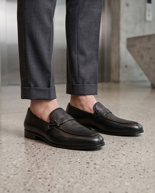 2H #11G Genuine Leather Black Formal Shoes