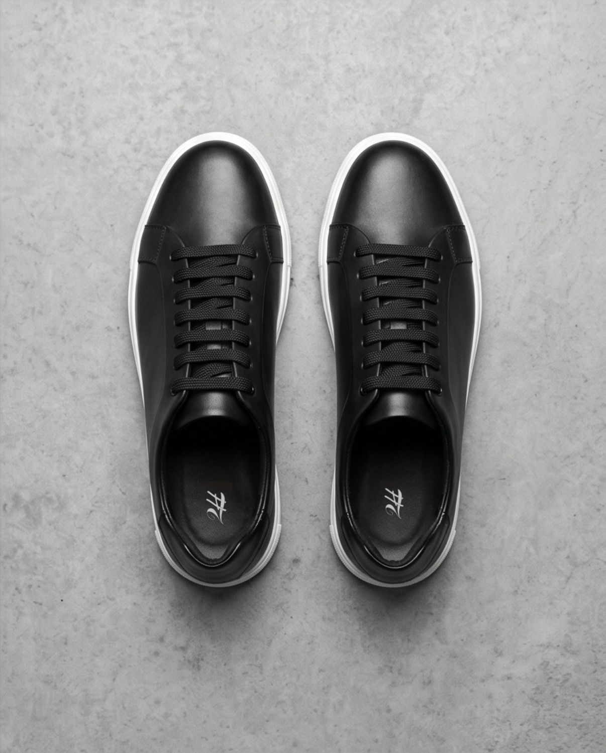 2H #04G Genuine Leather Black Casual Shoes