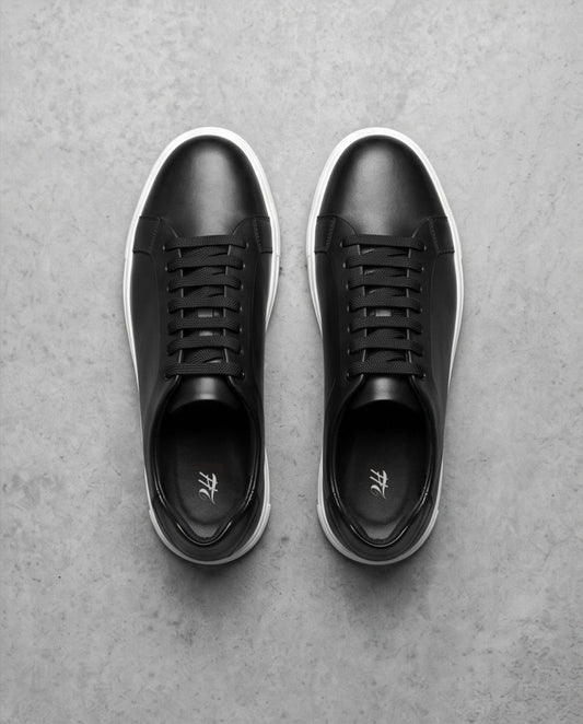 2H #04G Genuine Leather Black Casual Shoes