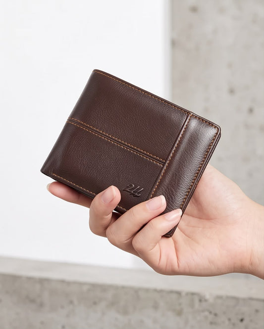 2H #8064 Brown Genuine Leather Wallet